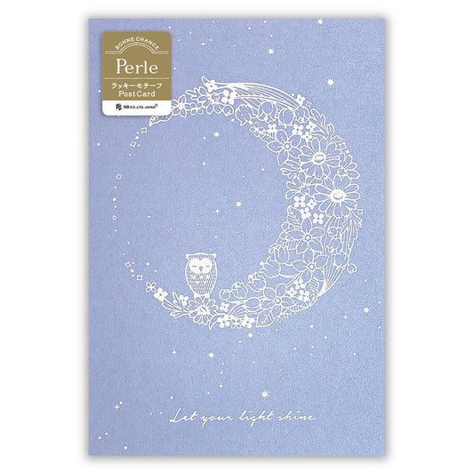 The Moon and the Owl - pearlescent postcard - NB.co