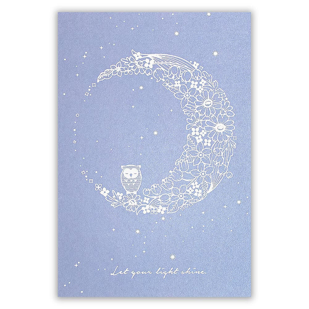 The Moon and the Owl - pearlescent postcard - NB.co