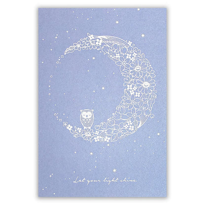 The Moon and the Owl - pearlescent postcard - NB.co