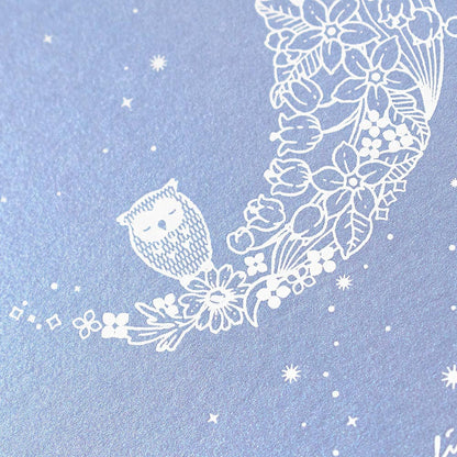 The Moon and the Owl - pearlescent postcard - NB.co