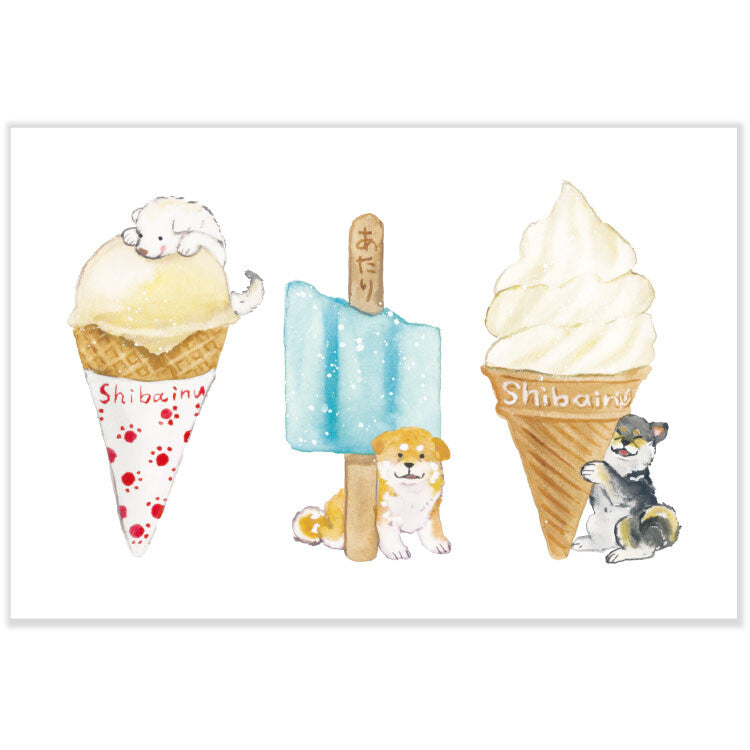 Shiba Inu and Ice - Natsuka Murata Postcard