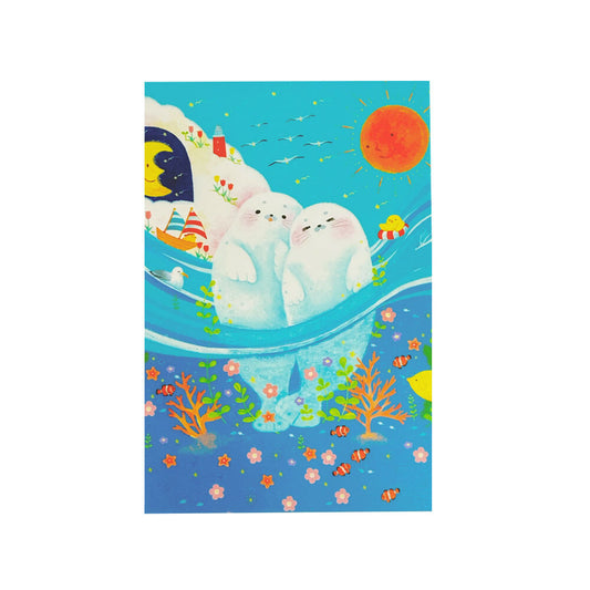 The gentle nature of seals - Asano Yoshida Postcard