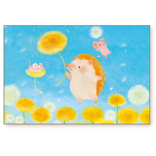 Dandelion and hedgehog's departure - Asano Yoshida Postcard