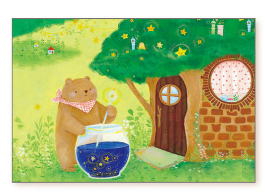 How to make a bear shooting star night sky - Asano Yoshida Postcard