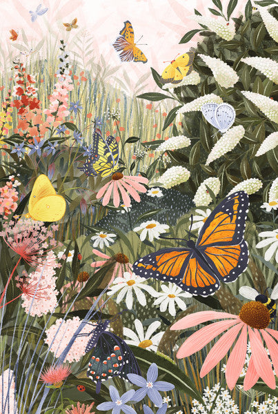 Butterfly Garden - Pastel  - Lantern Press Postcard
