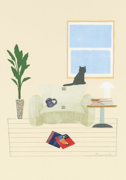 Cat in the living room - Kazuaki Yamada Postcard