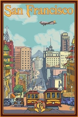 San Francisco, California - California Street - Lantern Press Postcard