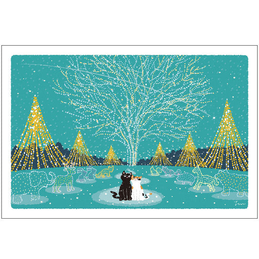 Illumination of the Forest - Tabineko Traveling Cat postcards - Winter