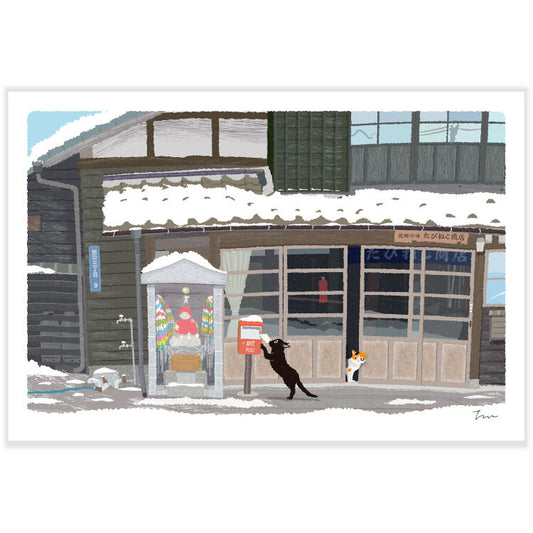 Snow Country - Tabineko Traveling Cat postcards - Winter