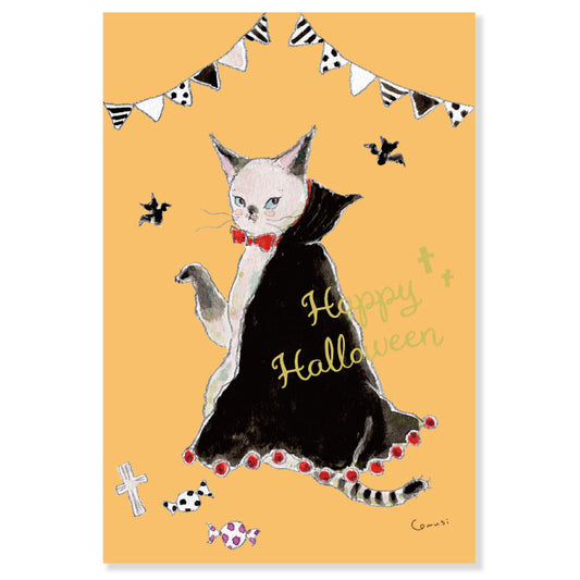 Dracula kitten - TOCORO COMUGI Halloween Postcard