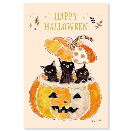 Taking a break in a pumpkin - TOCORO COMUGI Halloween Postcard