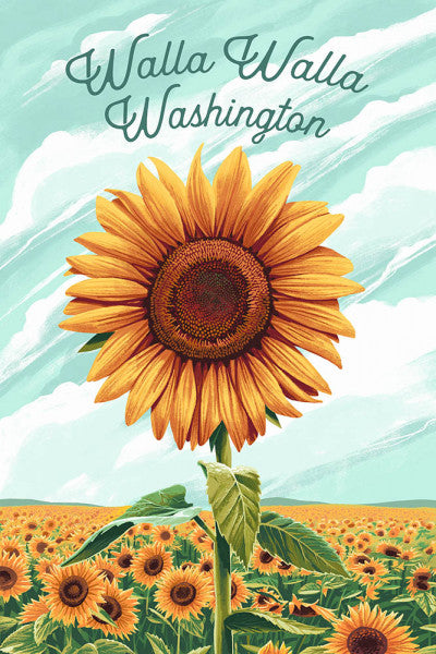 Walla Walla, Washington - Dare to Bloom - Sunflower - Lantern Press Postcard