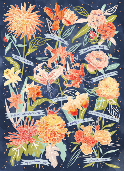 Radiant Blooms - Collage - Lantern Press Postcard