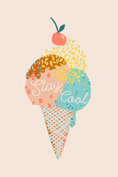 Stay Cool Ice Cream Cone - Vintage Summer Series - Lantern Press Postcard