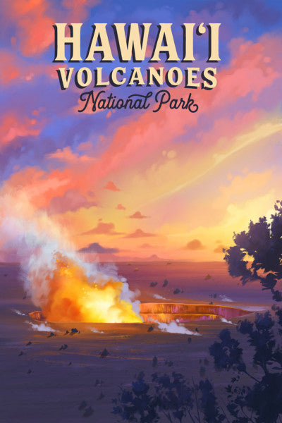 Hawai‘i Volcanoes National Park, Hawaii - Oil Painting - Lantern Press Postcard