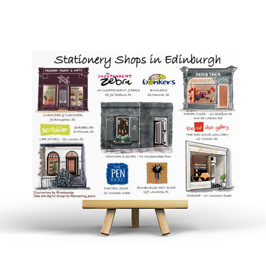 Stationery Shops in Edinburgh - Penpaling Paula Postcard