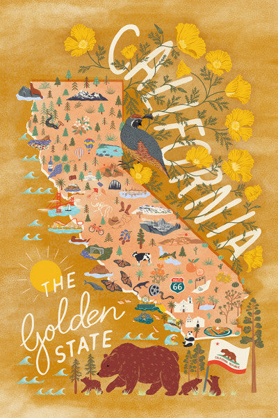 California - Celebrate the Place - Lantern Press Postcard