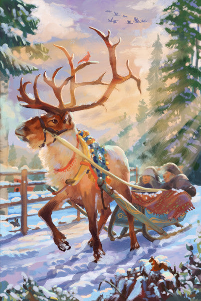 Sleigh Ride - Lantern Press Postcard