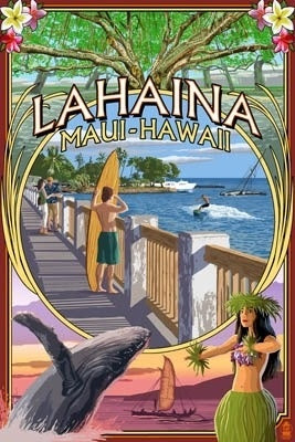 Lahaina, Maui, Hawaii - Town Scenes Montage - Lantern Press Postcard