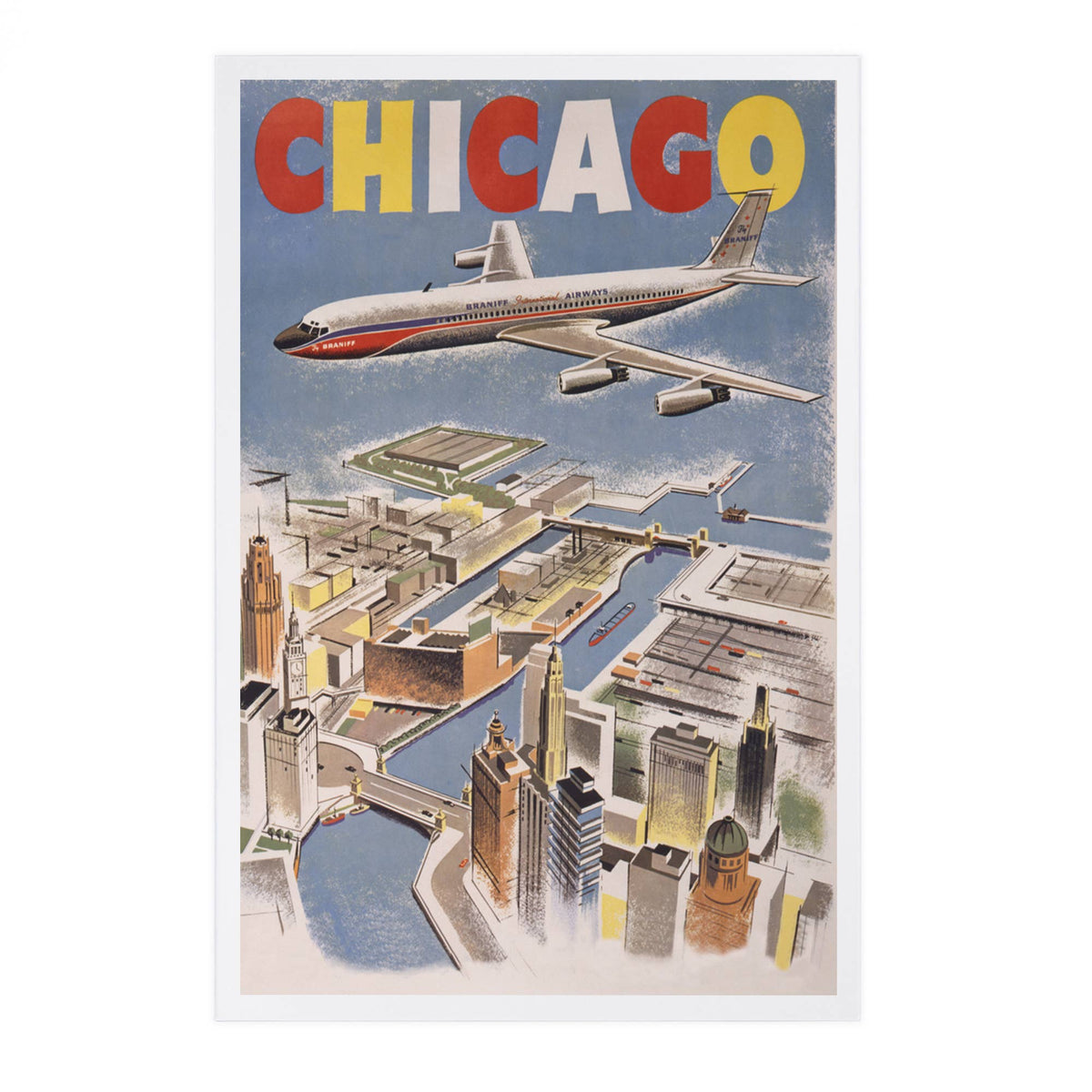 Chicago, Illinois Poster, Chicago By Air - Lantern Press Postcard