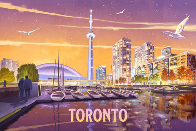 Toronto, Ontario Canada - Oil Painting - Harbor - Lantern Press Postcard