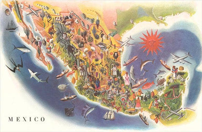 Tourist Map of Mexico - Found Image postcard