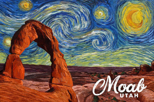 Moab, Utah - Starry Night - Arches - Lantern Press Postcard
