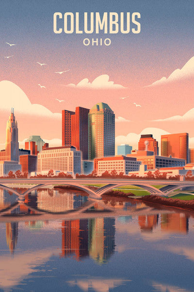 Columbus, Ohio - Lithograph City Series - Lantern Press Postcard