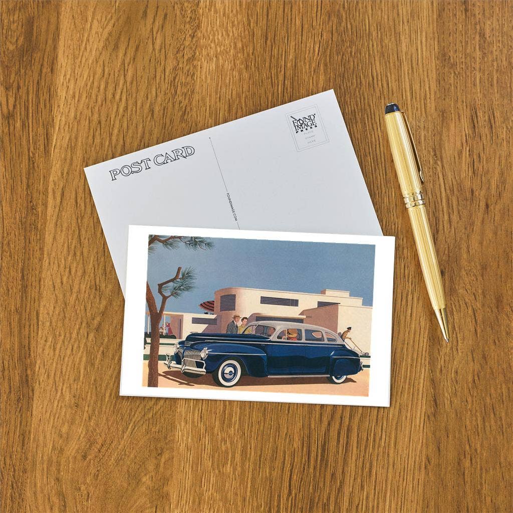 1940s Blue Sedan Automobile - Found Image postcard
