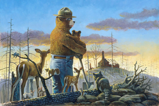 Smokey Bear - Among the Homeless - Help Prevent Destructive Forest Fires - Lantern Press Postcard