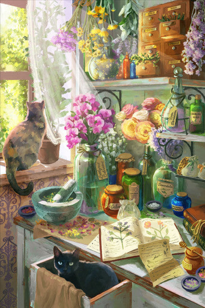 Oil Painting - Garden Apothecary -  Lantern Press Postcard