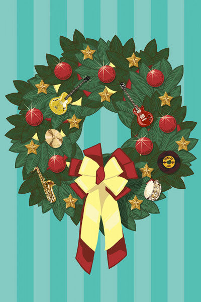 Christmas Wreath  -  Lantern Press Postcard
