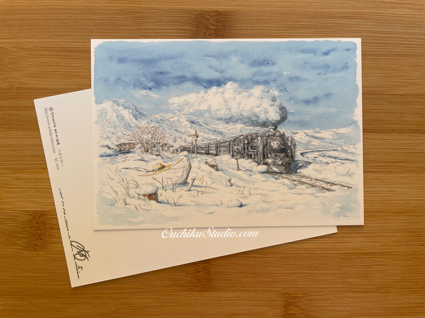 汽車を待つ Train - winter - Shinya Uchida Postcard