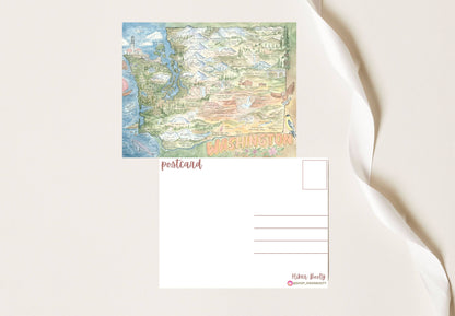 Washington State Map - Hiker Booty Postcard