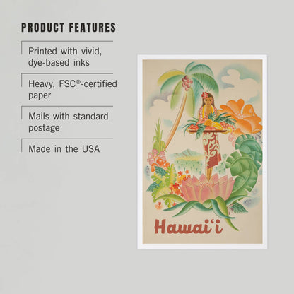 Hawaii, Vintage Welcome - LanternPress postcard