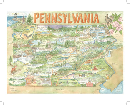 Pennsylvania State Map - Hiker Booty Postcard