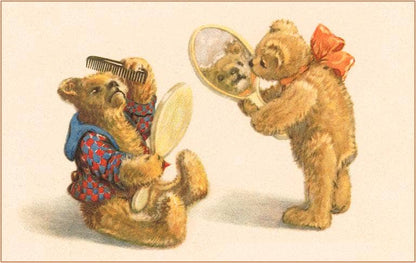 Teddy Bears at Toilette - Found Image postcard
