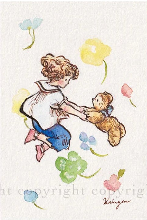 Jumping in Flowers - Krimgen postcard