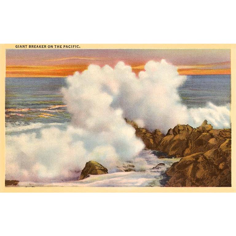Giant Breakers On the Pacific, California - Found Image postcard