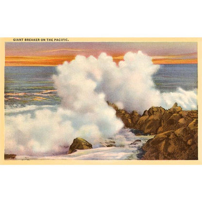Giant Breakers On the Pacific, California - Found Image postcard
