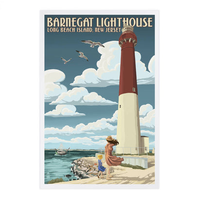 New Jersey Shore, Barnegat Lighthouse - Lantern Press Postcard
