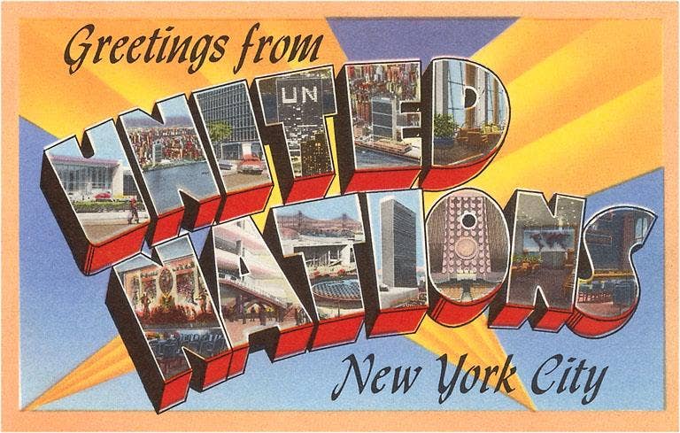Greetings from United Nations, New York City - Found Image postcard