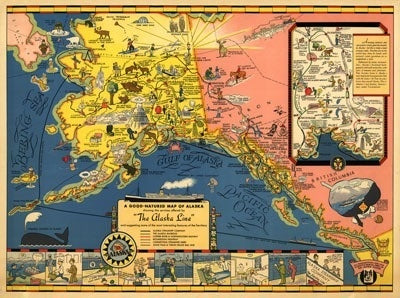 Alaska Steamship Company - (1934) - Map - Lantern Press Postcard