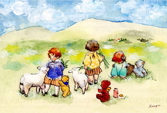 Three Kids Watching Clouds -  Krimgen postcard