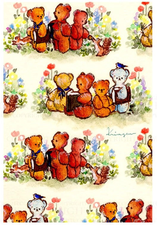 Bears in Flowers -  Krimgen postcard