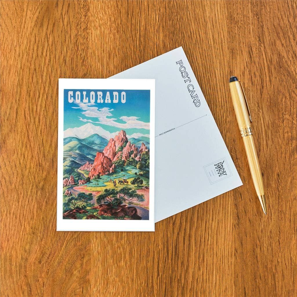 Horseback Riding in the Mountains of Colorad - Found Image postcard