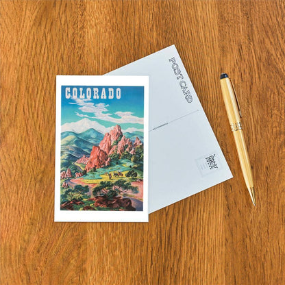 Horseback Riding in the Mountains of Colorad - Found Image postcard