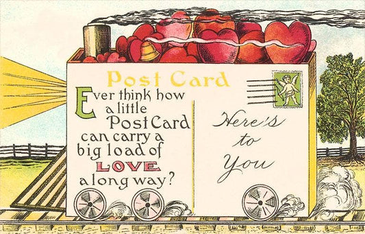 Postcard with Hearts - Found Image postcard