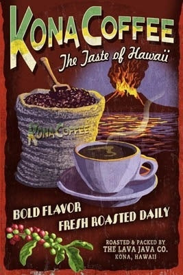 Hawai‘i - Kona Coffee Vintage Sign - Lantern Press Postcard