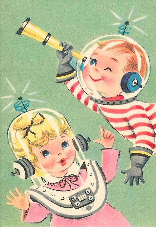 Children in Spacesuits - Found Image postcard